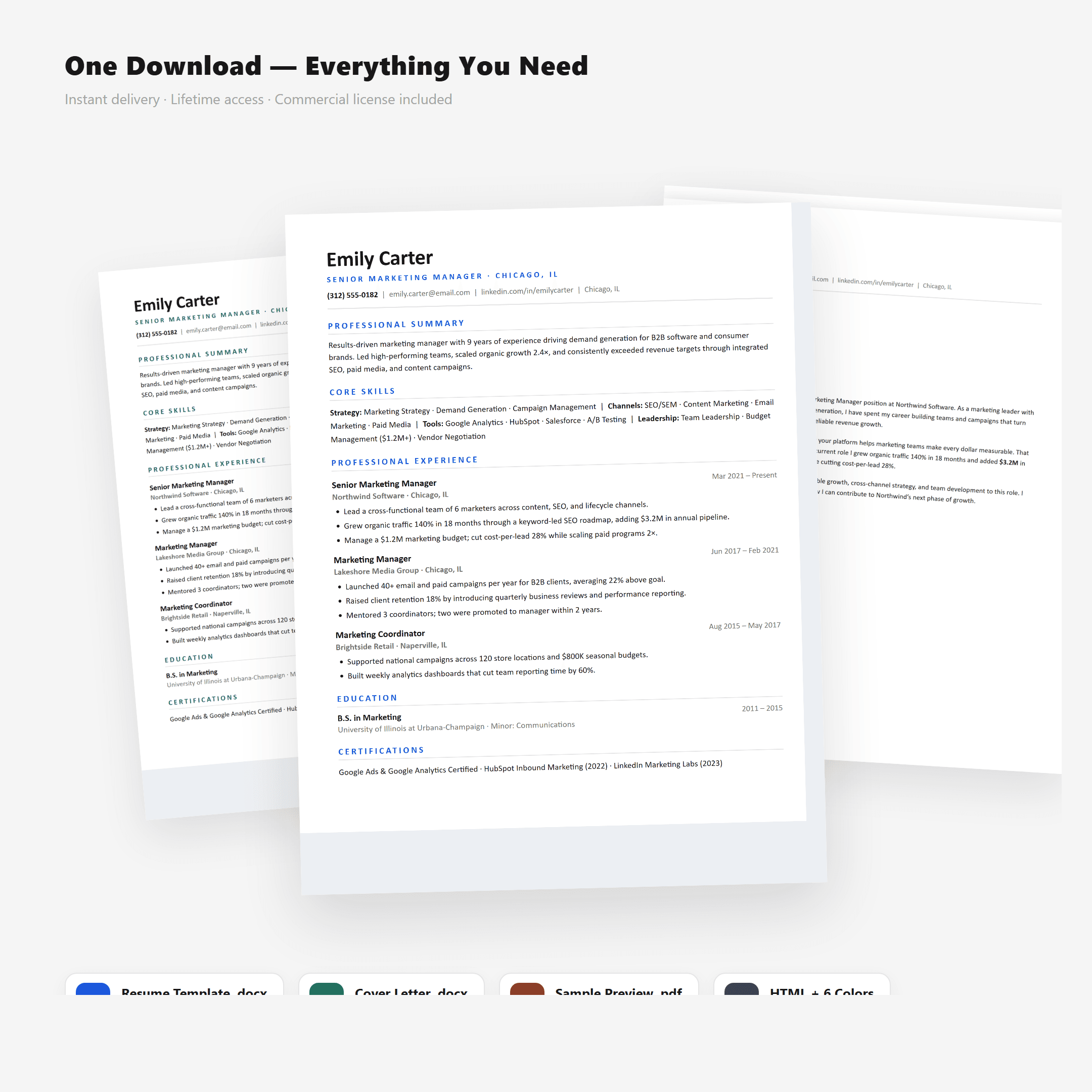 Minimal ATS Resume Template — US Letter, Word & Google Docs
