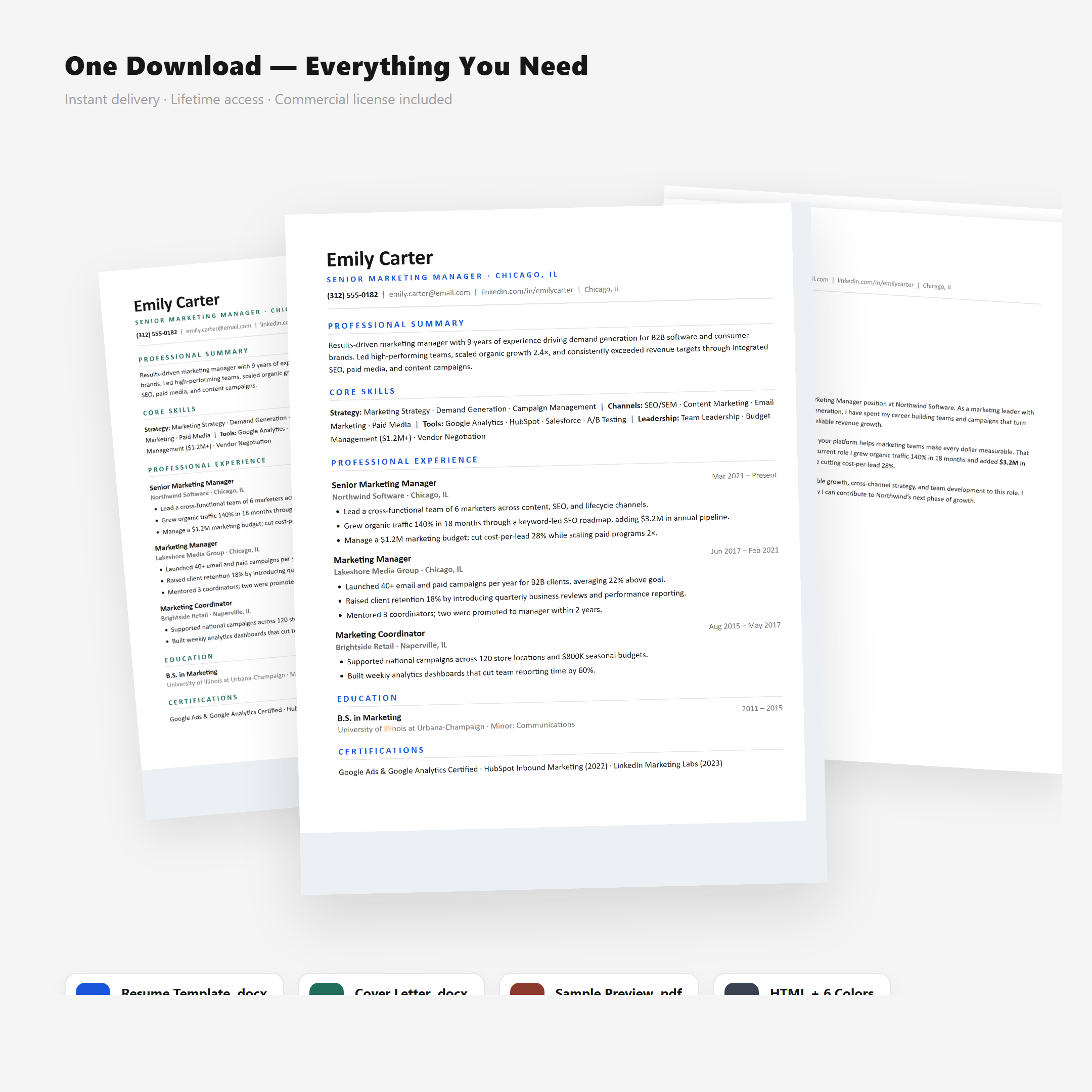 Minimal ATS Resume Template — US Letter, Word & Google Docs — preview 1